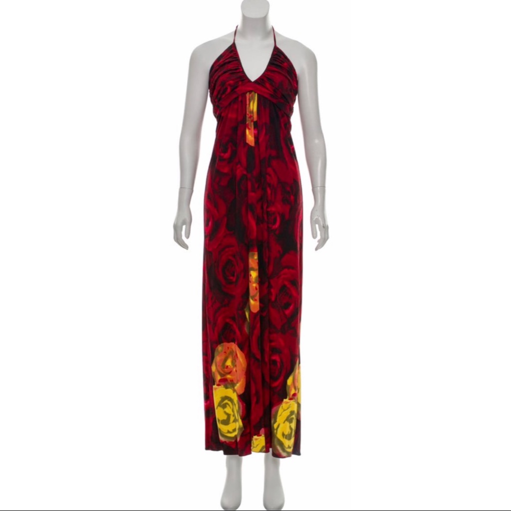 Alice + Olivia Maroon Multicolor Maxi Dress